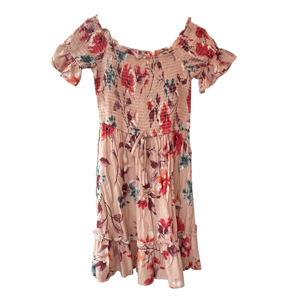 Band of Gypsies Smocked Dress Small‎ Puff Sleeve Fairycore Whimsical Boho Floral - Picture 2 of 12